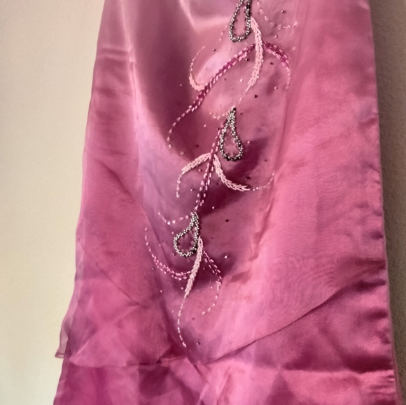 MANNY OCAMPO Pink ombre tiered strapless dress sequin floral prom wedding formal - Picture 3 of 9